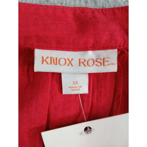 Knox Rose Shirt Womens Medium Red Tassels Flowy Tunic Short Sleeve Target NWT - Picture 2 of 9